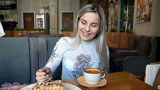 Far Controlled Dildo In Full up Coffee house - Letty Darksome