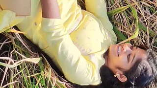 Nice Yellow Costume Maiden Fucking in Fields with Great Jock