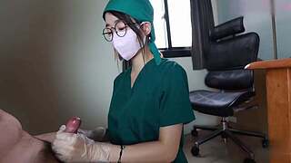 The care lady is inserted into the wet crack and butt slam by the patient and cums abroad of the vagina, and the oral-sex eats the jism