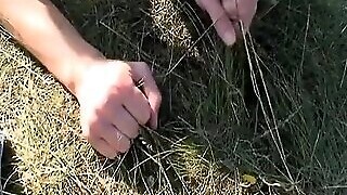 A Slender Blonde Chiken Gets Disciplined By A Thick Sugar-plum Outdoors