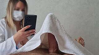 That babe didn't await that his dick could wake up from a massage, and construct masturbation for him
