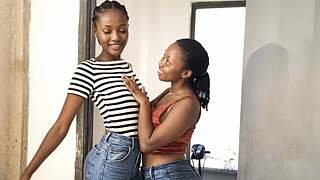 Ebon shy lesbo roommates are odd regarding sex and twat smack