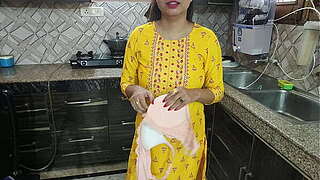 Desi bhabhi was washing foods in cook-room later her congener in norm came and told bhabhi aapka chut chahiye kya dogi hindi audio