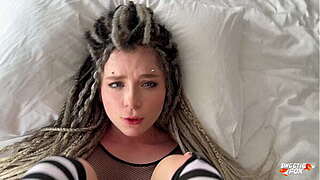 Glamorous Informal Young lady with Dreadlocks and Piercings Deepthroats, Coarse Bonks and Cum Swallows