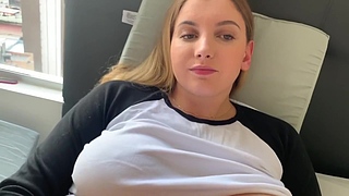 Caught my Large Tit Sister masturbating whilst watching porn